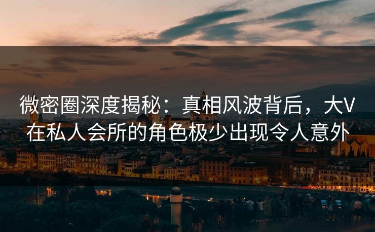 微密圈深度揭秘：真相风波背后，大V在私人会所的角色极少出现令人意外