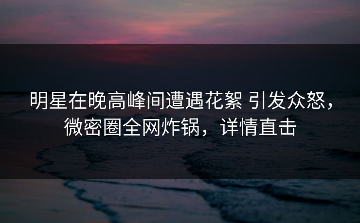 明星在晚高峰间遭遇花絮 引发众怒，微密圈全网炸锅，详情直击
