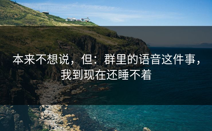 本来不想说，但：群里的语音这件事，我到现在还睡不着
