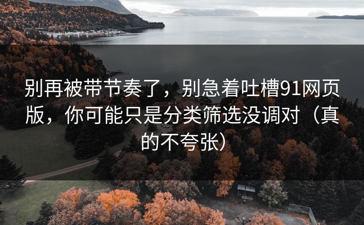 别再被带节奏了，别急着吐槽91网页版，你可能只是分类筛选没调对（真的不夸张）